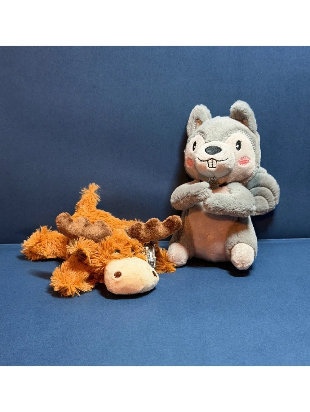 Moose(Sam) & Squirrel(Dean) plushies with antiposession bracelet & keychain.